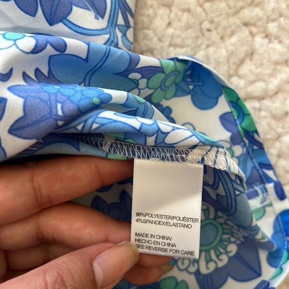 Frankies Bikinis Hawaiian Maxi Dress S NWT Blue Floral Spaghetti Straps Beach - Picture 12 of 13